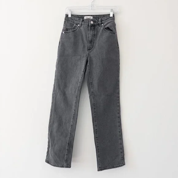 Rolla's Original High-Rise Straight Leg Jeans in Washed Black Denim, Size 26 - Picture 5 of 10